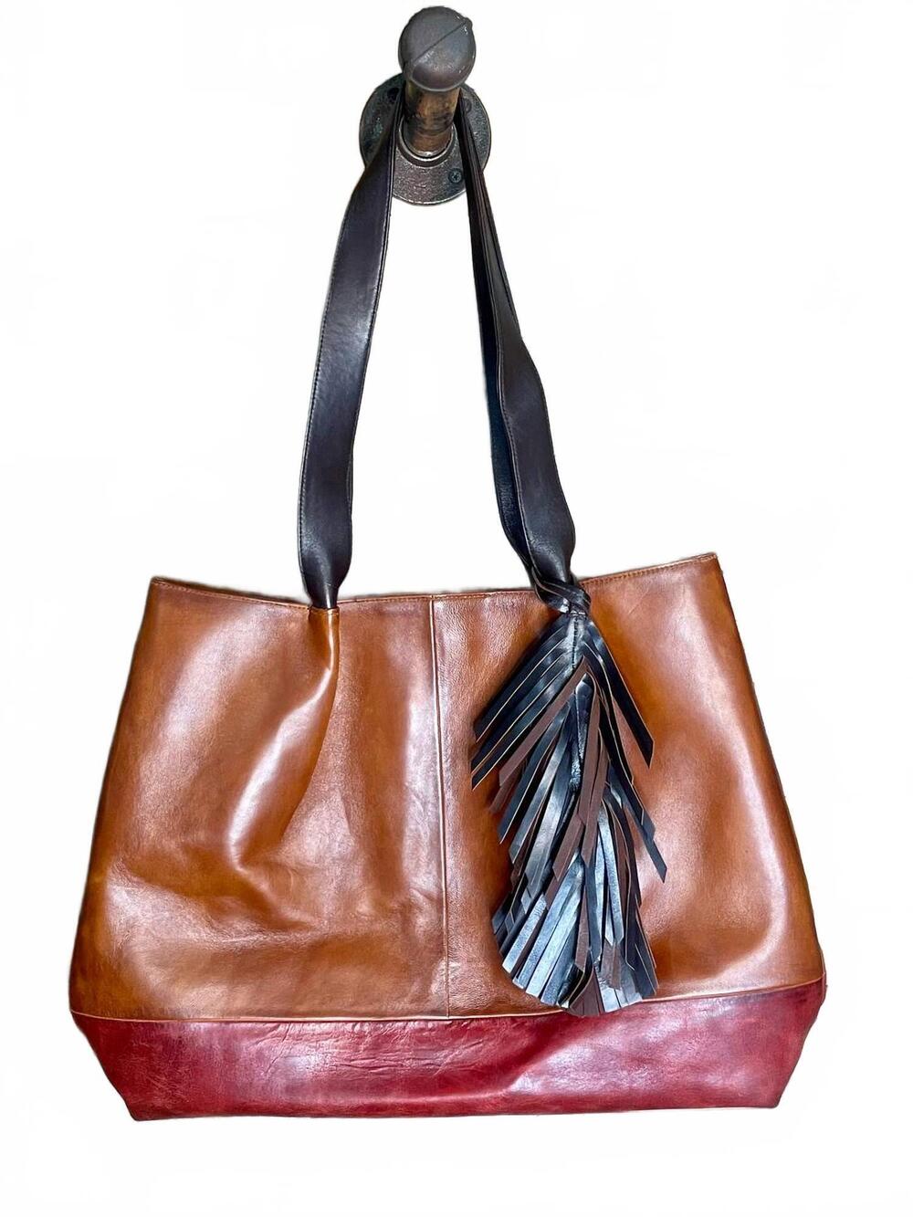 NEW SCULLY women's leather feather fringe handbag in brown